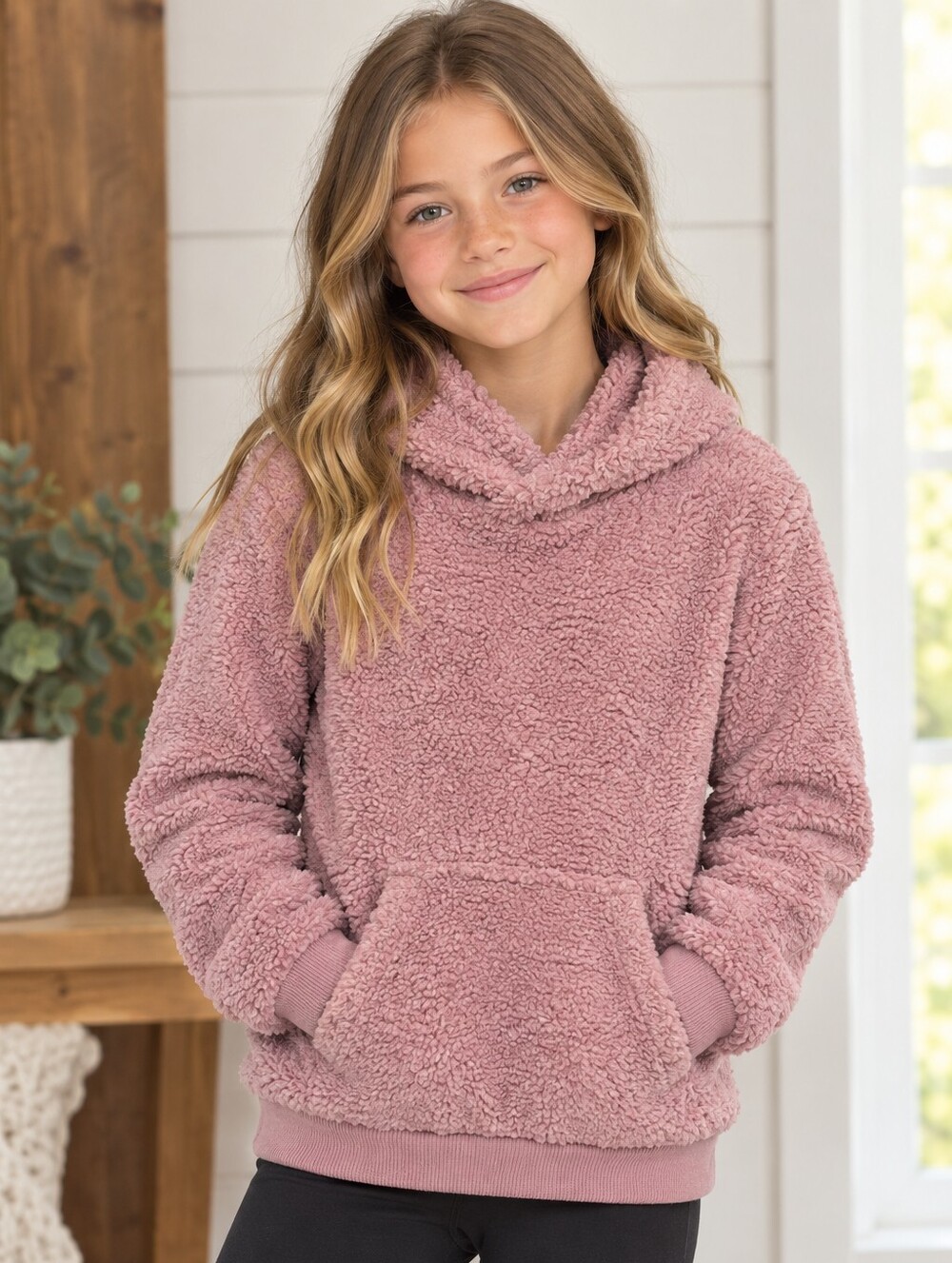 Cozy Pink Destined Kids Sherpa Hoodie